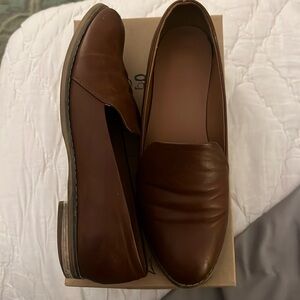 Brown leather loafers